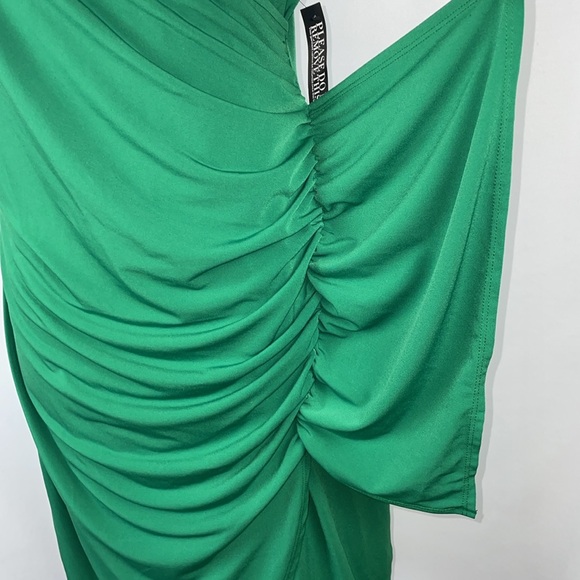 NWT. New York & Company Green Faux Wrap Dress w/Cascading Side - Size Medium - Picture 6 of 17